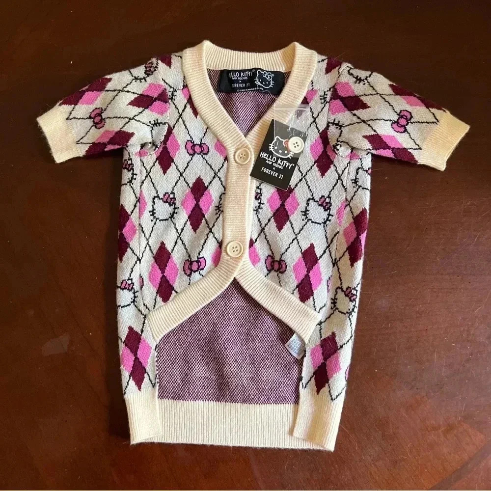 NEW SANRIO X FOREVER 21 Hello Kitty & Friends Argyle Pet Sweater M/L